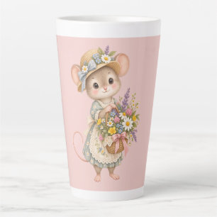 Tasse Latte Jolie Souris des Bois – Illustration de Jardin de