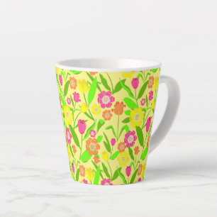 Tasse Latte Jolie Tulipe Motif Lemon Fleurs de Printemps Jaune