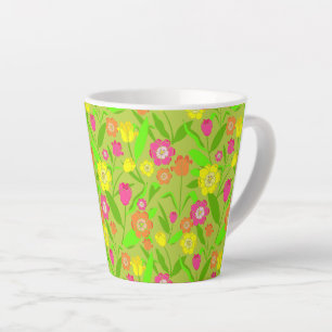 Tasse Latte Jolie Tulipe Motif Naturel Vert Fleur Printemps
