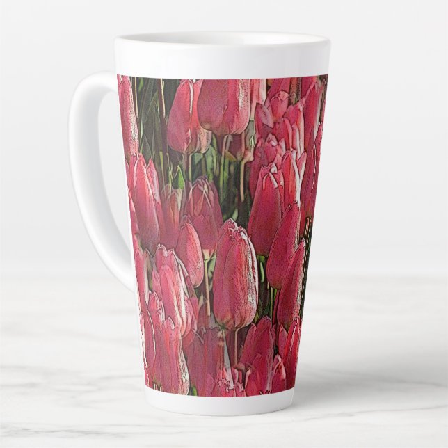 Tasse Latte Jolie tulipe rose (Angle gauche)