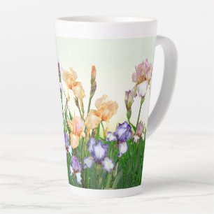Tasse Latte Jolies Fleurs Printemps Irises