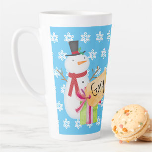 Tasse Latte Jolly Snowman Avec Un Cadeau De Noël