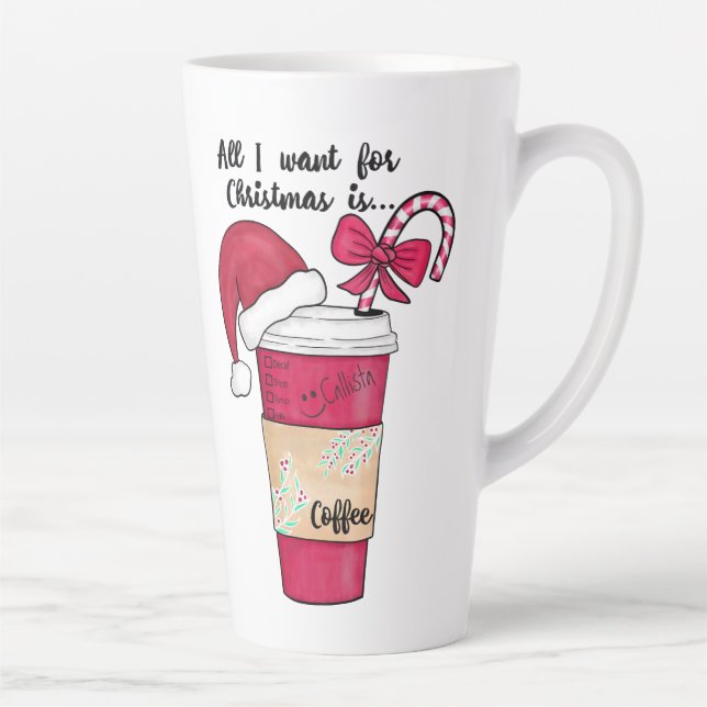 Tasse Latte Jote Red Santa Hat Café Sucre de canne Noël (Droite)