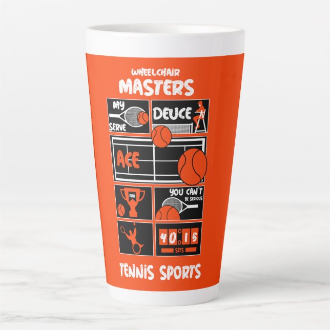 Tasse Latte Joueurs De Tennis En Fauteuil Roulant (Devant)
