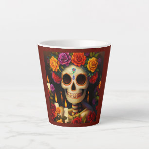 Tasse Latte Jour du crâne de sucre mort 3