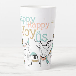 Tasse Latte Joy Joy Joy Happy Joy Animaux de Noël