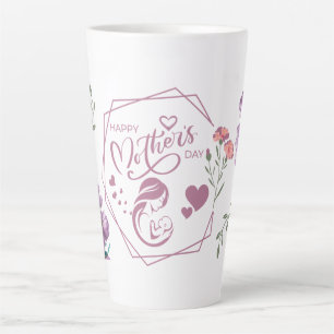 Tasse Latte Joyeuse Fête des Mères Design Violet