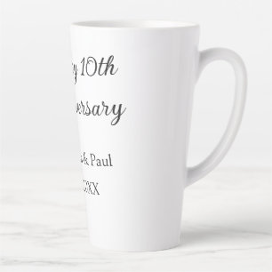Tasse Latte Joyeux 10e anniversaire simple nom de mariage mini