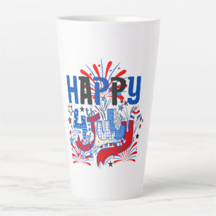 Tasse Latte Joyeux 14 juillet Feu d'artifice USA-63261