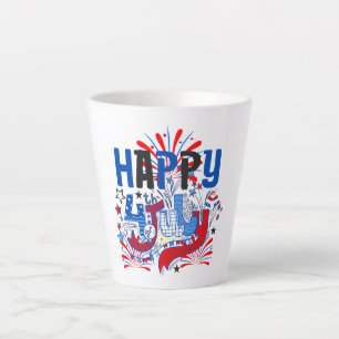 Tasse Latte Joyeux 14 juillet Feu d'artifice USA-63261