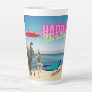Tasse Latte Joyeux 30ème anniversaire amusant et funky
