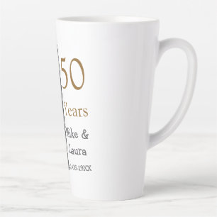 Tasse Latte Joyeux 50e anniversaire ajouter nom du couple date