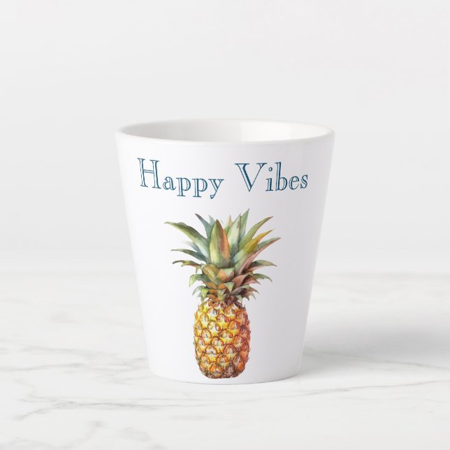 Tasse Latte Joyeux ananas tropical (Devant)