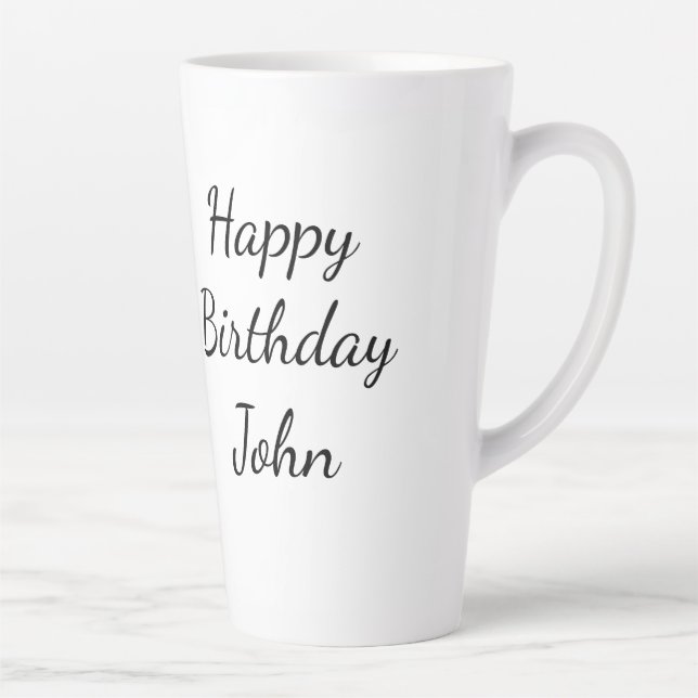Tasse Latte Joyeux anniversaire John (Droite)