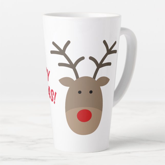 Tasse Latte Joyeux cadeau de Noël de jeune renne en latte (Angle droit)
