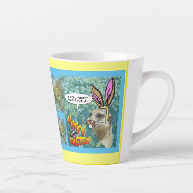 Tasse Latte Joyeux Daffodils de la Meerkat de Pâques Conceptio (Droite)