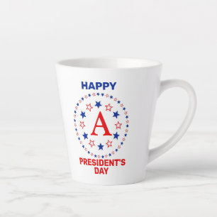 Tasse Latte Joyeux jour du Président sur mesure monogramme caf