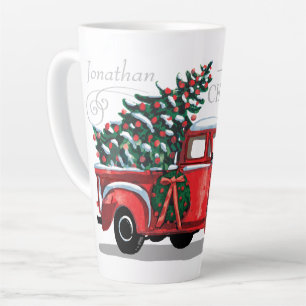 Tasse Latte Joyeux Joyeux de Noël pour camion rouge Vintage N