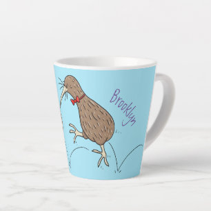 Tasse Latte Joyeux kiwi de saut avec dessin de cravate arc