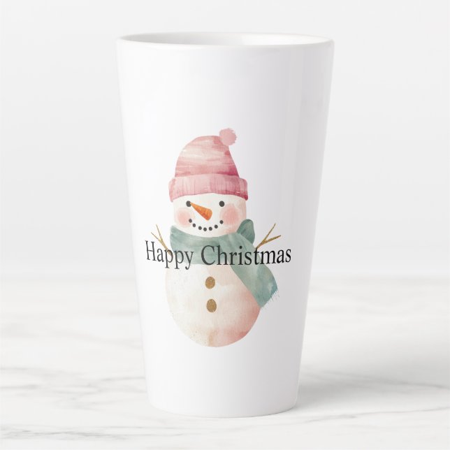 Tasse Latte Joyeux Noël de Snowman (Devant)