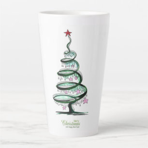 Tasse Latte Joyeux Noël et Bonne Année Arbre de Noël