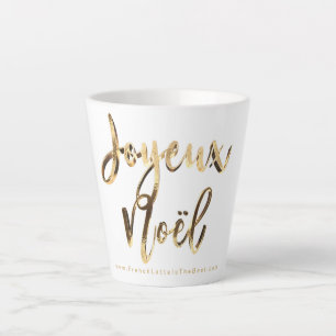 Tasse Latte Joyeux Noel Faux Gold Script Français Noël