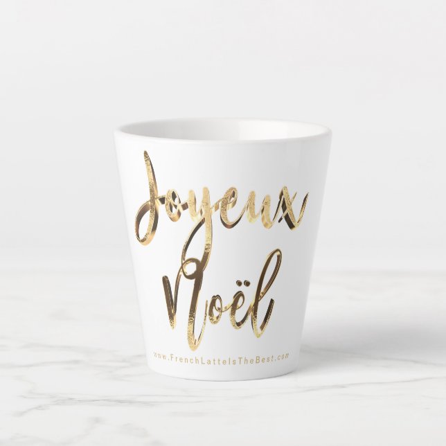 Tasse Latte Joyeux Noel Faux Gold Script Français Noël (Devant)