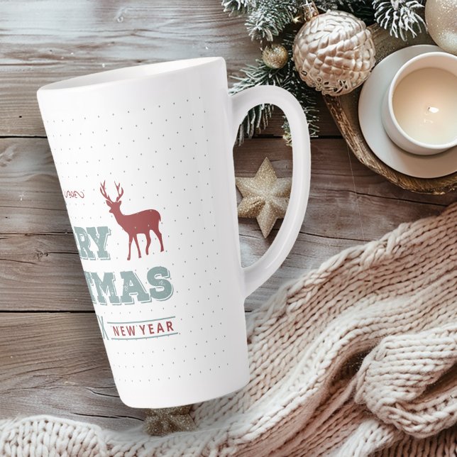 Tasse Latte Joyeux Noël Joyeux Nouvel An Deer ID612 (Créateur téléchargé)