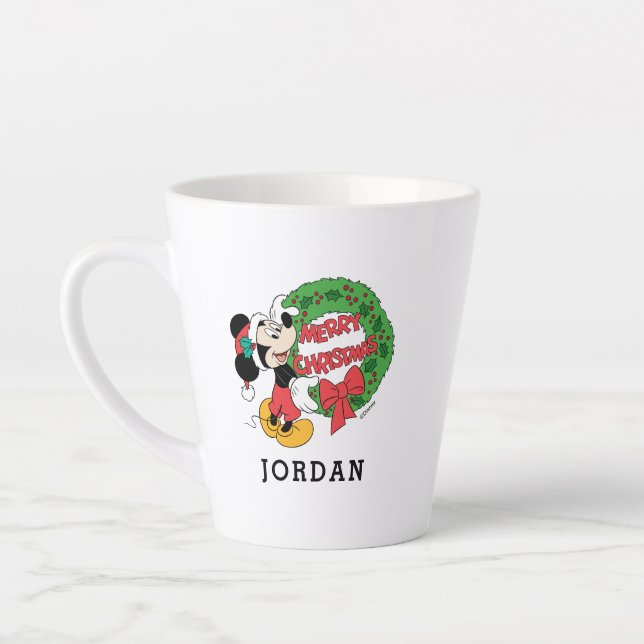 Tasse Latte Joyeux Noël| Mickey Mouse Holiday Wreath (Gauche)