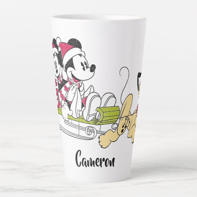 Tasse Latte Joyeux Noël| Mickey Mouse Winter Sled (Devant)