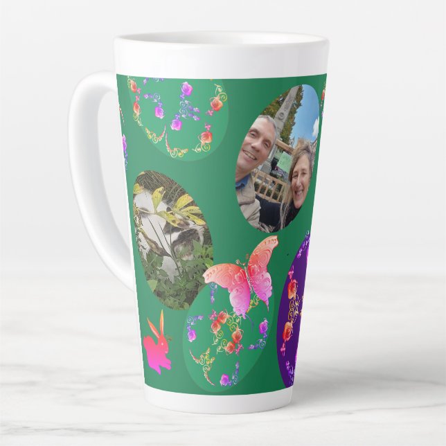 Tasse Latte Joyeux Pâques, Oeufs de Pâques avec 3 photos (Angle gauche)