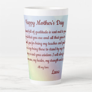 Tasse Latte Joyeux poème de la Fête des Mères personnalisé