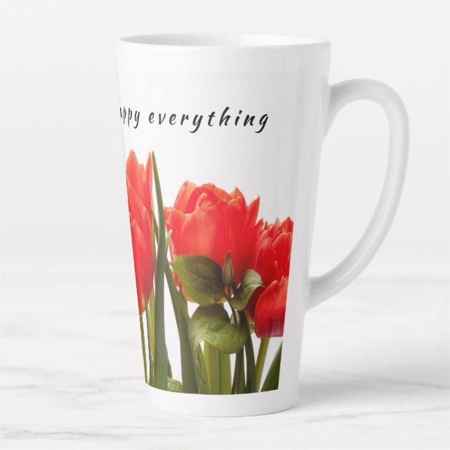 Tasse Latte Joyeux printemps Fleur de tulipe rouge (Droite)