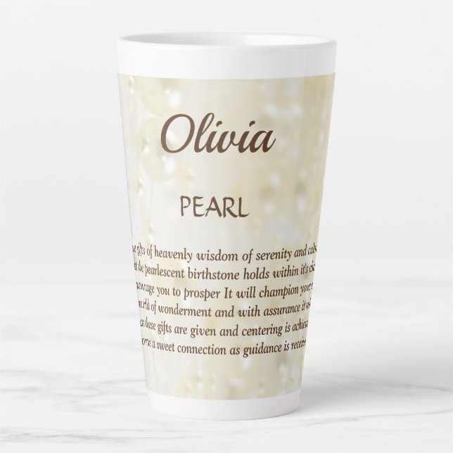 Tasse Latte Juin Birthstone Pearl design (Devant)