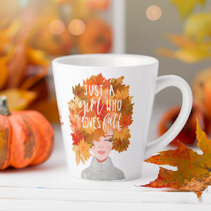 Tasse Latte Juste Une Fille Qui Aime Automne Aquarelle Belle A