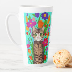 Tasse Latte Juste une fille qui aime les chats   Art folkloriq