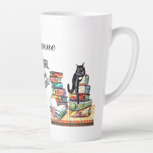 Tasse Latte Juste Une Fille Qui Aime Les Chats Et Les Livres (Droite)