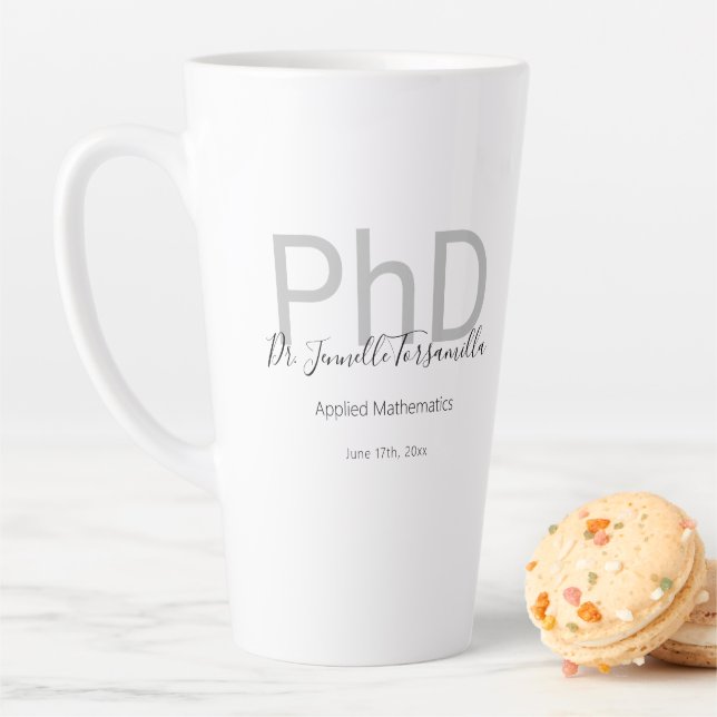 Tasse Latte Keepsaké Black Grey Nom Doctorat (En situation)