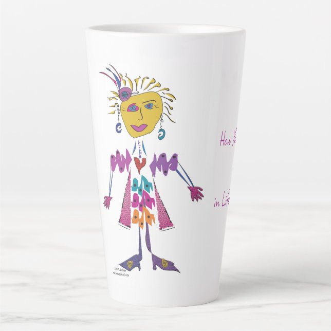 Tasse Latte 'Kiki' - Comment vous vous présentez dans la vie,  (Devant)