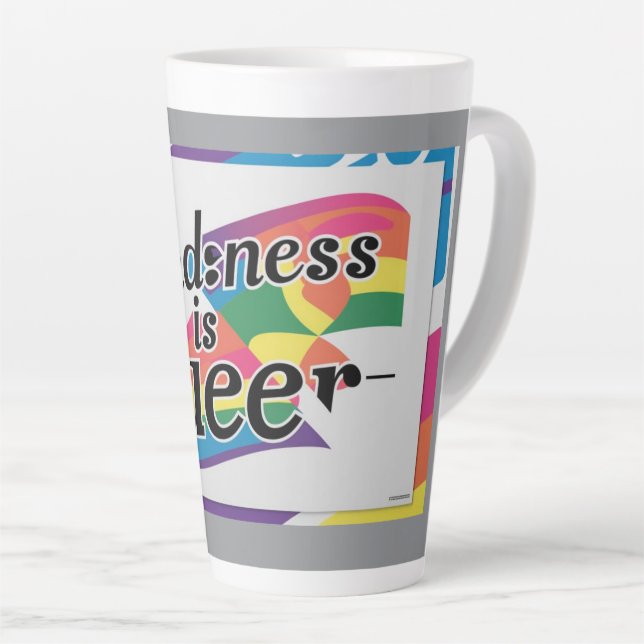 Tasse Latte Kindness is Queer - Conçu par ShelloCB (Angle droit)