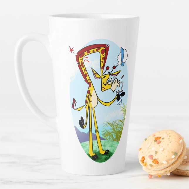 Tasse Latte KINK IN MY BOIRE GIRAFFE par Jeff Willis Art (En situation)