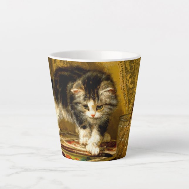 Tasse Latte Kitten avec peinture et brosses (Devant)
