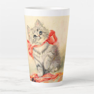 Tasse Latte Kitten avec ruban rouge