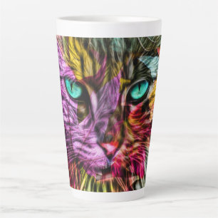 Tasse Latte Kitty Chat coloré Artsy Design