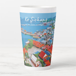 Tasse Latte Ko Sichang, Thaïlande - Vue animée du port en gran