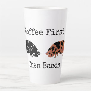 Tasse Latte KuneKune Pig - Café d'abord, puis Bacon