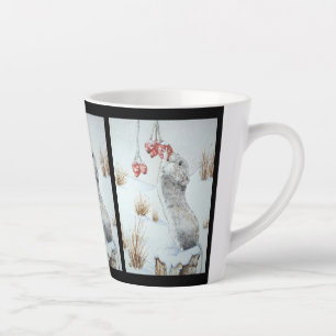 Tasse Latte La faune de la scène des neiges de souris et de b