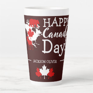 Tasse Latte La Feuille d'érable du Canada, Joyeuse fête du Can