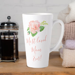 Tasse Latte La mère la plus aimée de tous les Roses de corai