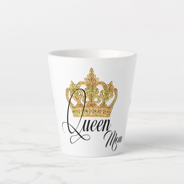 Tasse Latte La Reine de la Couronne personnalisée, maman Latte (Devant)
